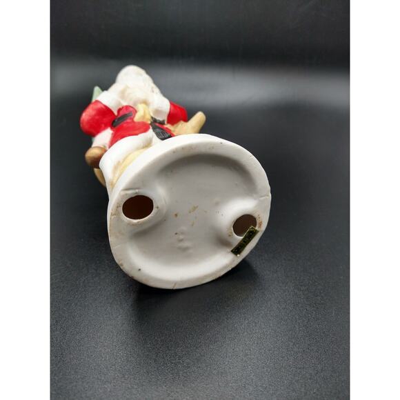 Santa Claus Vintage Porcelain Figure Deer Sack 5.25” Tall Christmas Holiday Deco - Picture 7 of 10